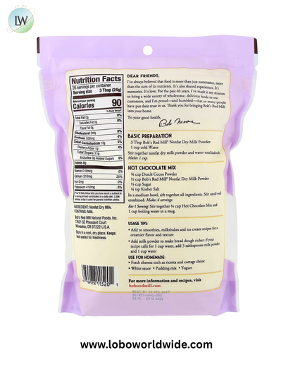 Bob's Red Mill, Milk Powder, Nonfat Dry, 22 oz (624 g)