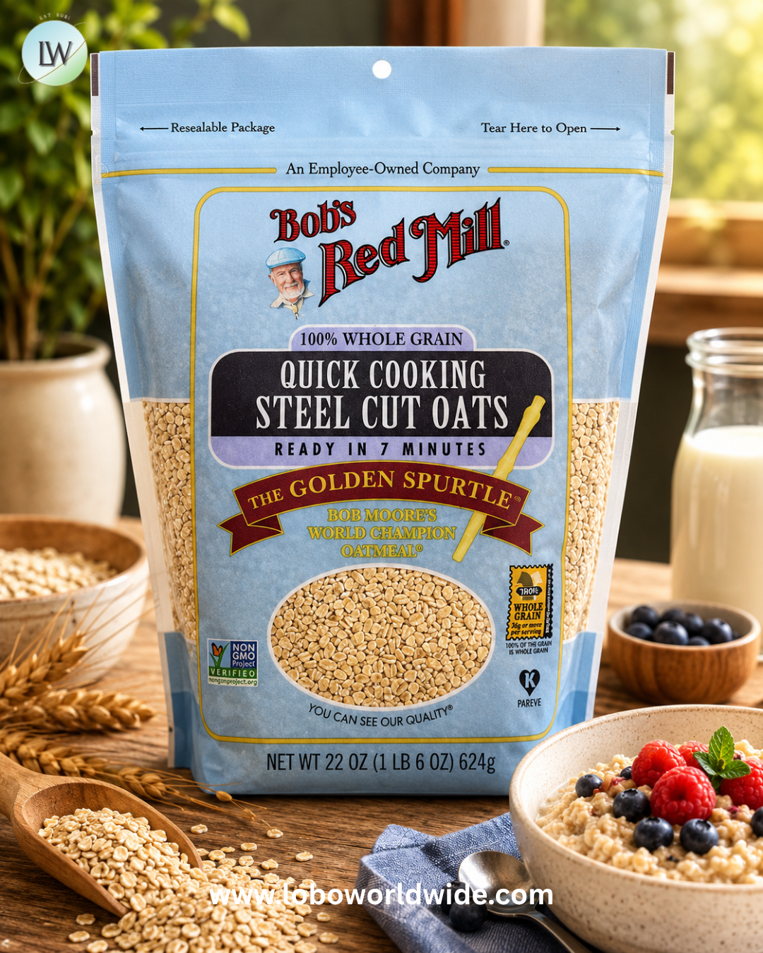 Bob's Red Mill, Whole Grain Quick Cooking Steel Cut Oats, 22 oz (624 g)