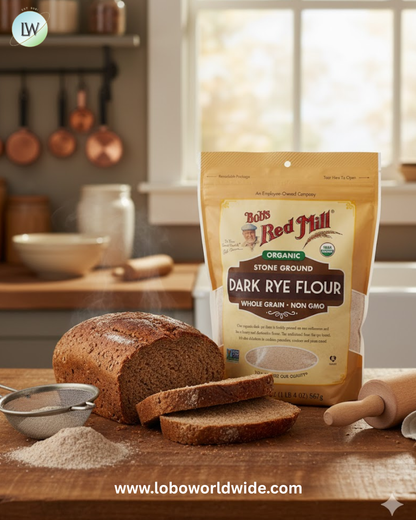 Bob's Red Mill Organic Dark Rye Flour, 20oz (Pack of 1) - Non GMO, Whole Grain, Vegan, Kosher