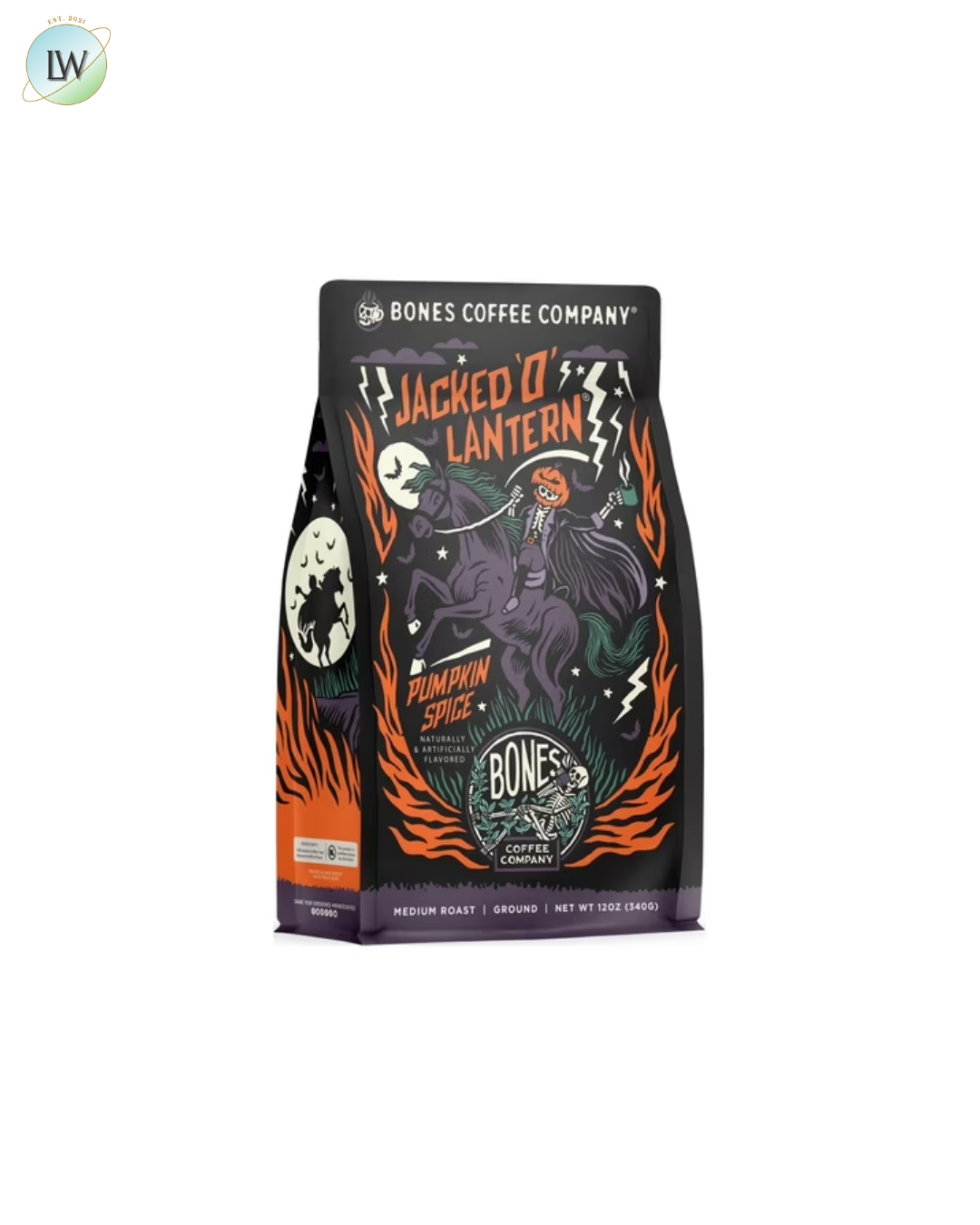 Bones Coffee Company Ground Coffee, Jacked O' Lantern, 12 oz.