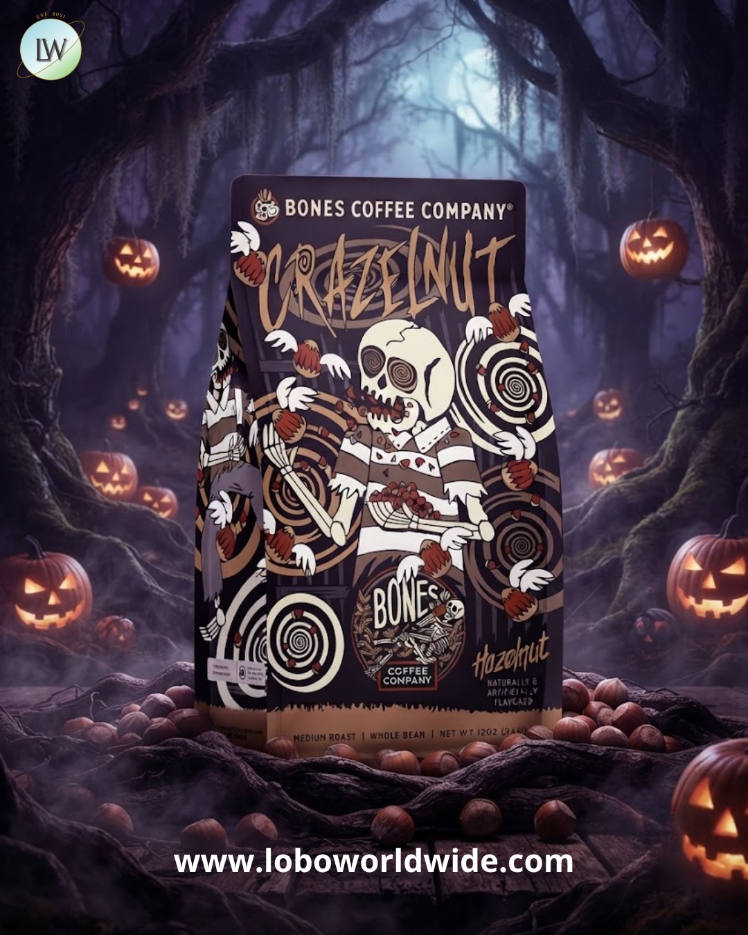 Bones Coffee Company Medium Roast Whole Bean, 12 oz. (Various Flavours)