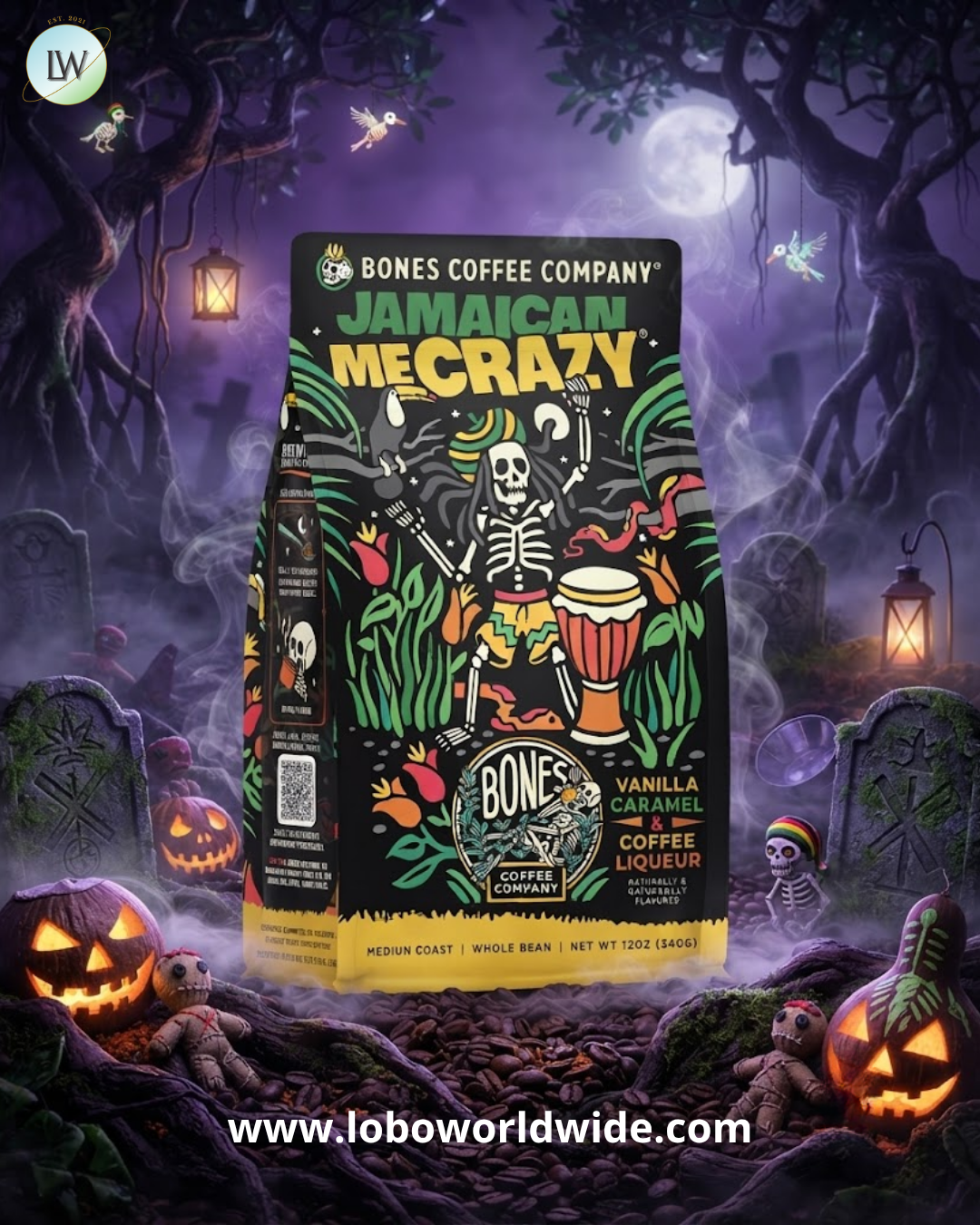 Bones Coffee Company Medium Roast Whole Bean, 12 oz. (Various Flavours)
