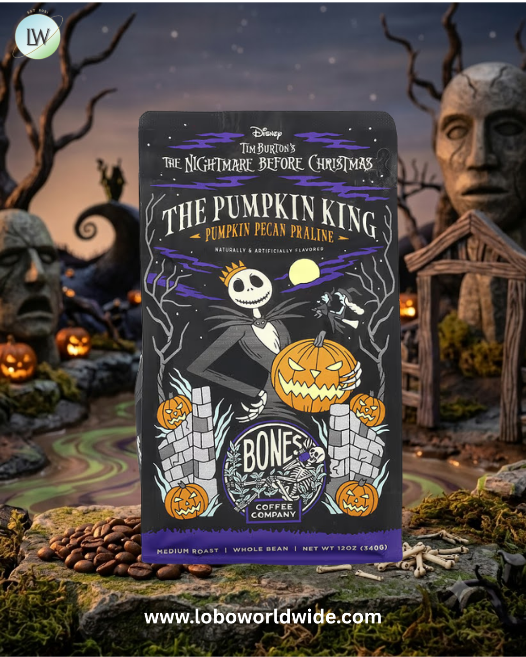 Bones Coffee Company, Whole Bean, Medium Roast, 12 oz (340 g)