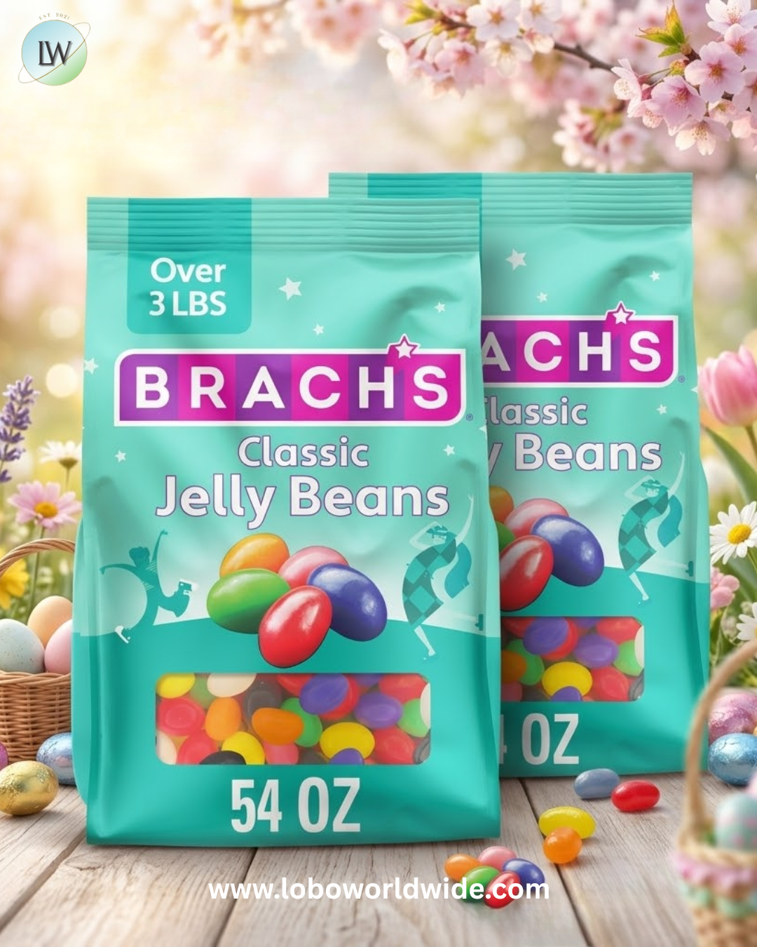 Brach's Classic Jelly Beans, Candy, Assorted Flavors, Bulk Bag, 54 oz (2 ct)
