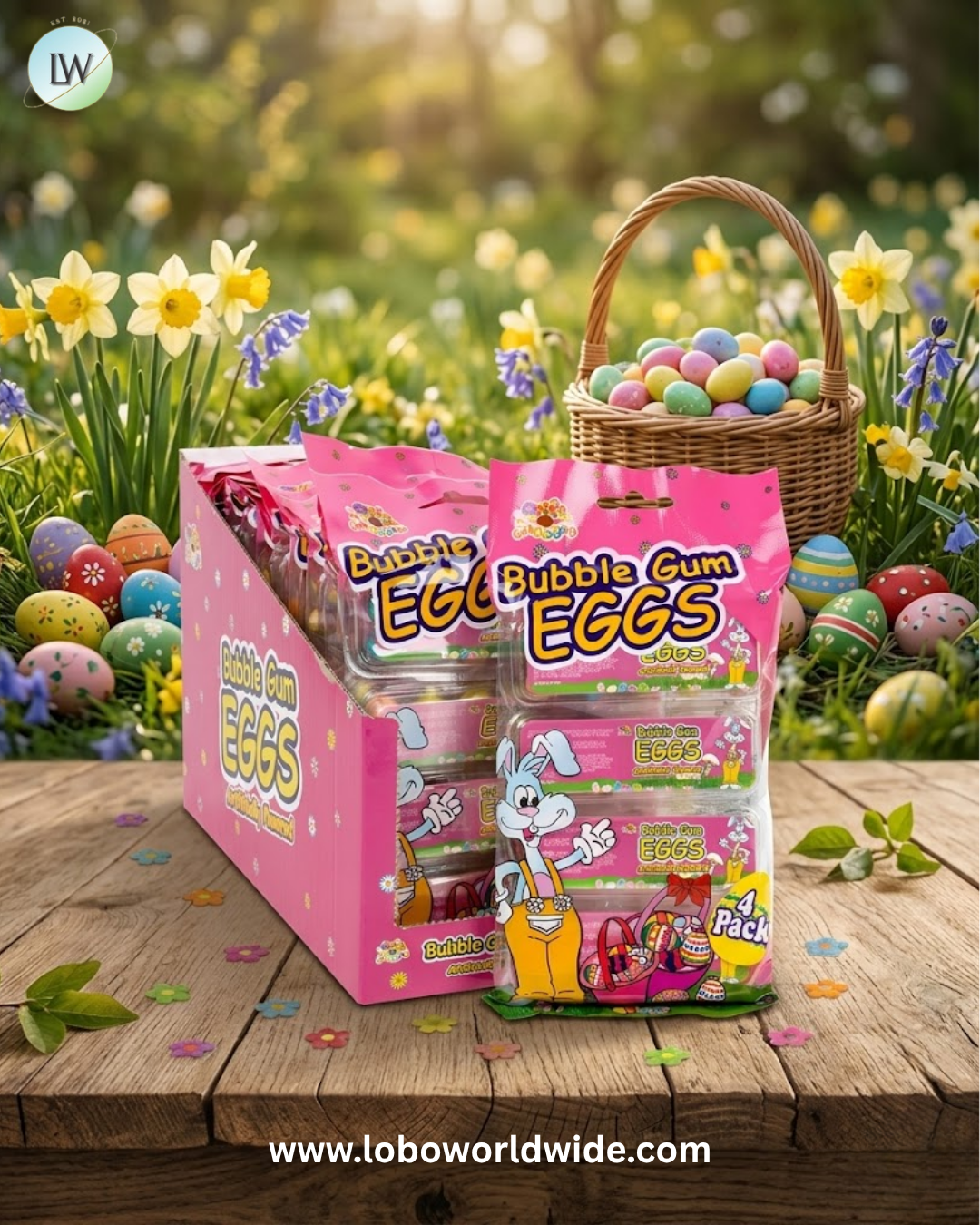 Bubble Gum Eggs Peg Bags - 24ct