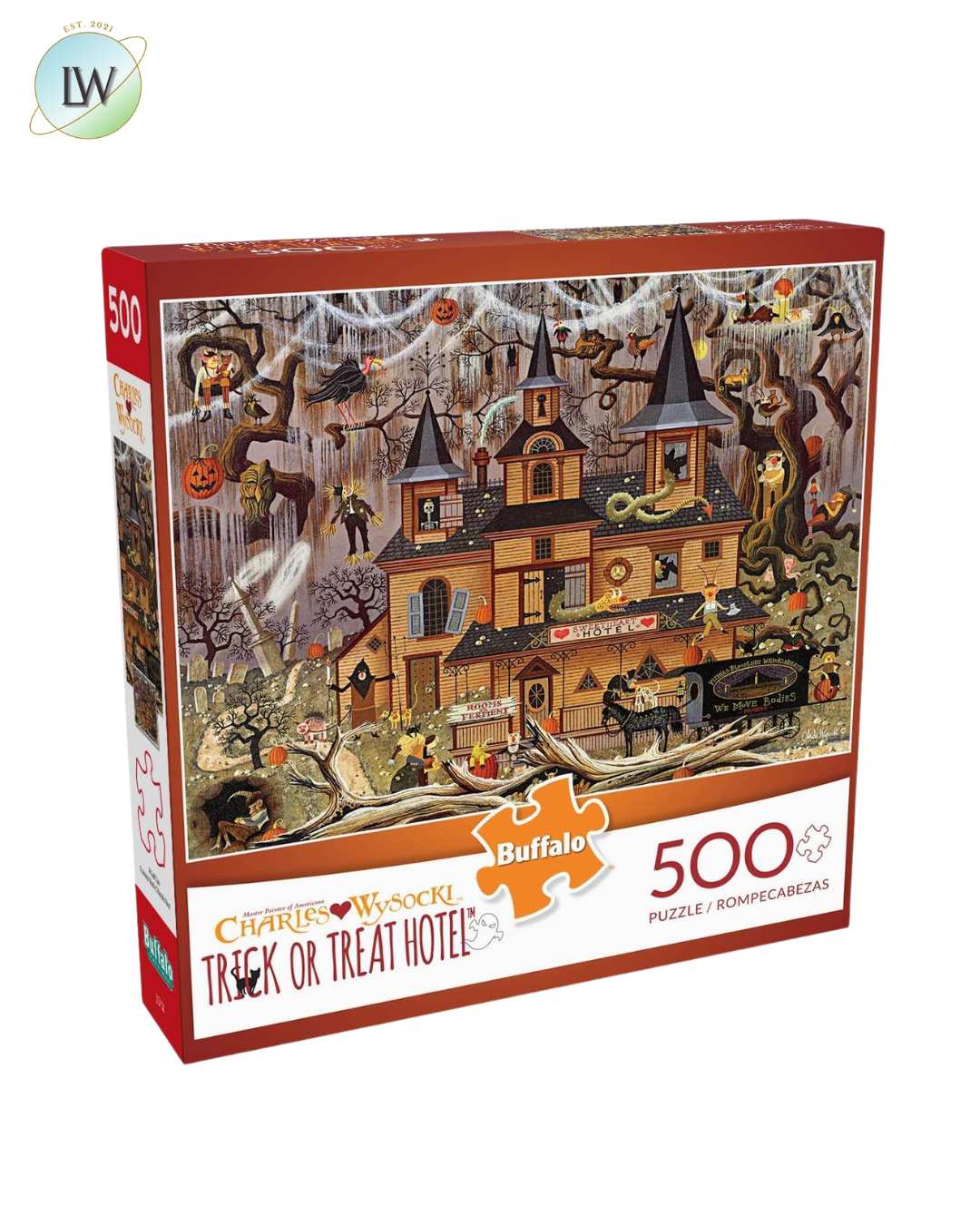 Buffalo Games Charles Wysocki Puzzles 500 Pieces, Trick or Treat Hotel