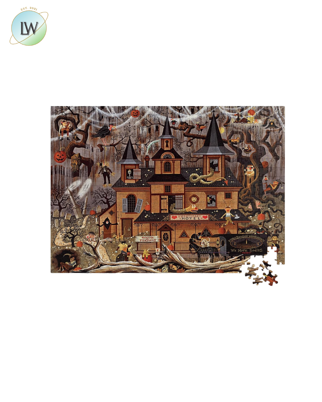 Buffalo Games Charles Wysocki Puzzles 500 Pieces, Trick or Treat Hotel
