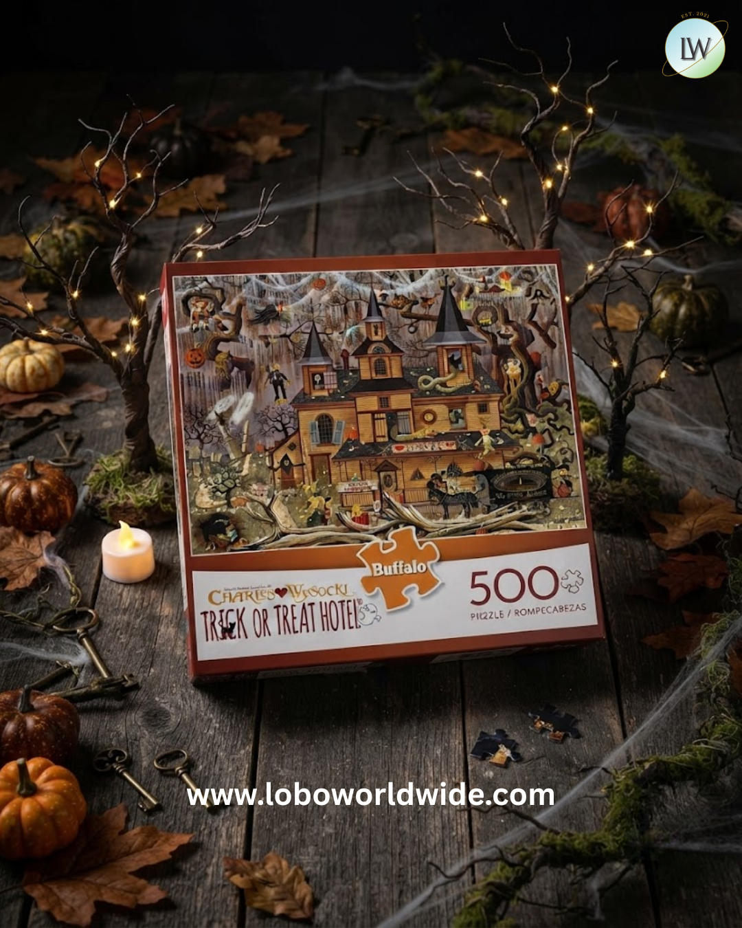 Buffalo Games Charles Wysocki Puzzles 500 Pieces, Trick or Treat Hotel