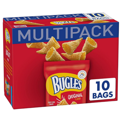 Bugles Crispy Corn Snacks, Original Flavor, Snack Bag, 8.75 oz 10 Bags