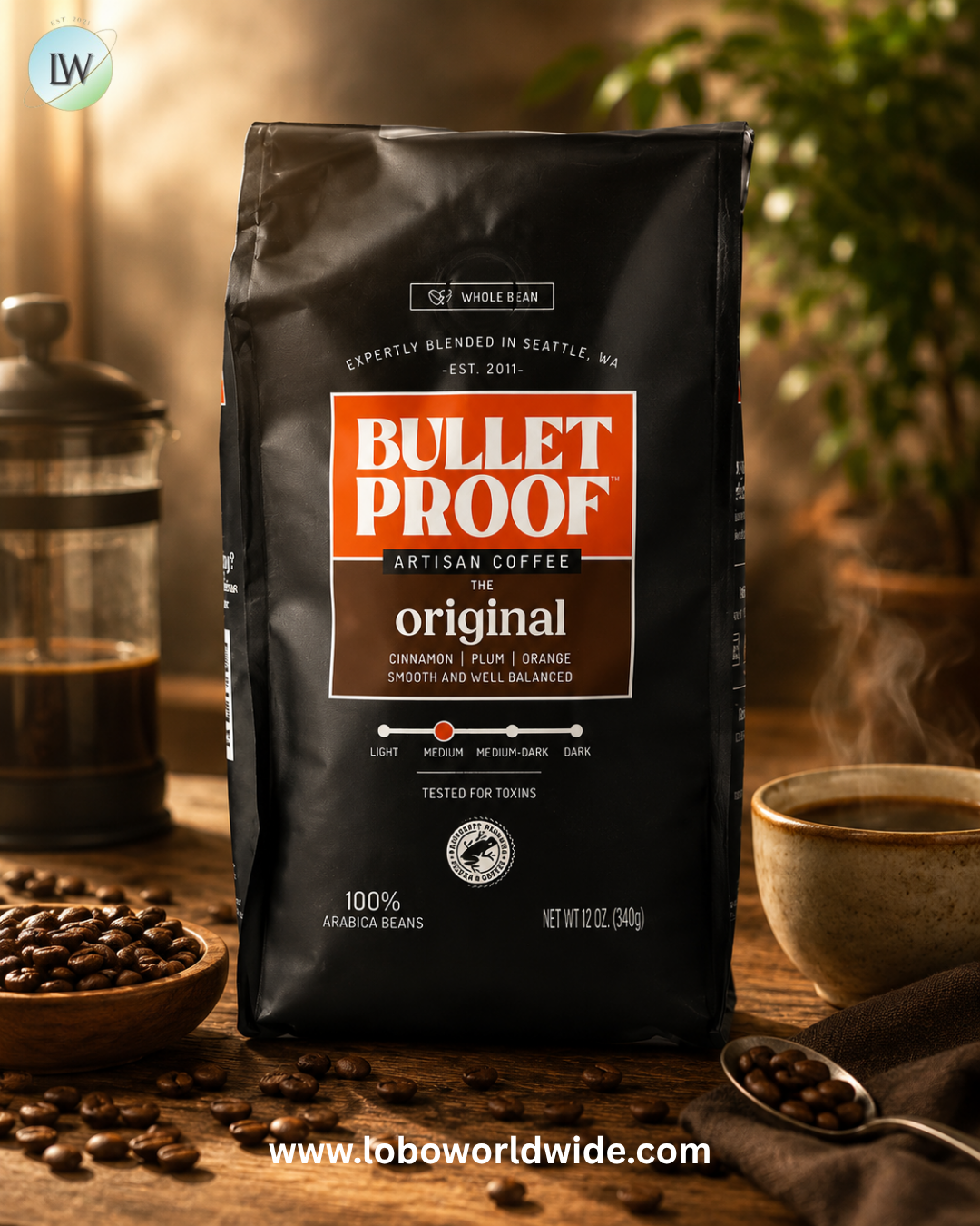 BulletProof, Artisan Coffee, Whole Bean, 12 oz (340 g)