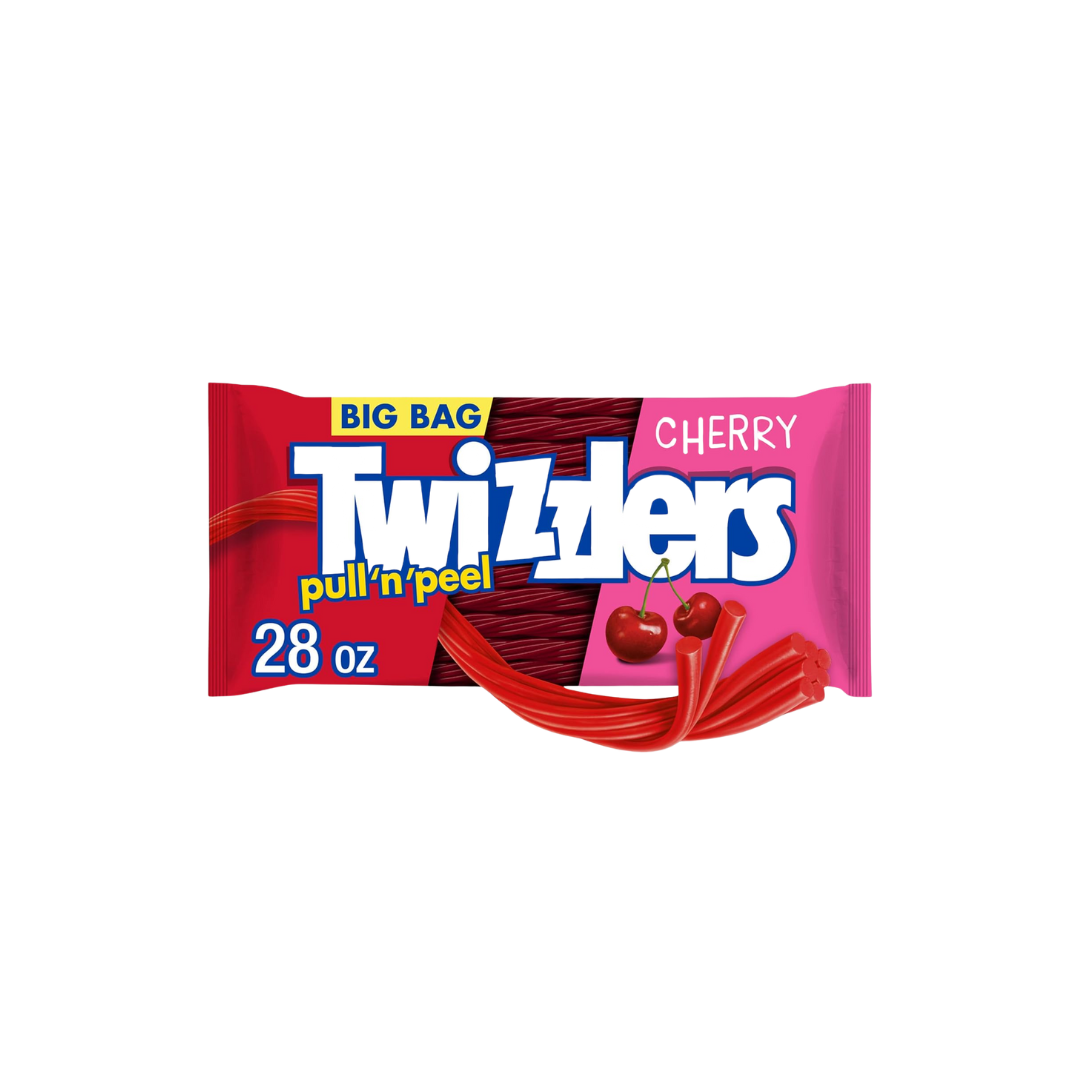 TWIZZLERS PULL 'N' PEEL Cherry Flavored Licorice Style, Chewy Candy Big Bag, 28 oz