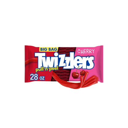 TWIZZLERS PULL 'N' PEEL Cherry Flavored Licorice Style, Chewy Candy Big Bag, 28 oz