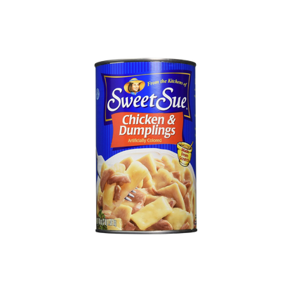 Sweet Sue Chicken & Dumplings – Scratch Made Canned Chicken Dumplings, 14 Grams of Protein Per Serving - Food Service Size for Cafeteria, Bulk Pantry - 48 oz Can (Pack of 1)