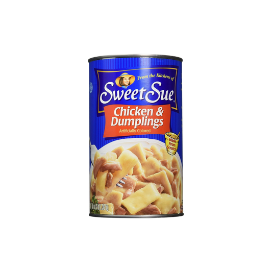Sweet Sue Chicken & Dumplings – Scratch Made Canned Chicken Dumplings, 14 Grams of Protein Per Serving - Food Service Size for Cafeteria, Bulk Pantry - 48 oz Can (Pack of 1)