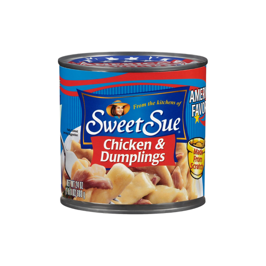 Sweet Sue Chicken & Dumplings, 24 oz Can - Heat and Serve Soup Meal - 14g Protein per Serving - Made from Scratch Recipe