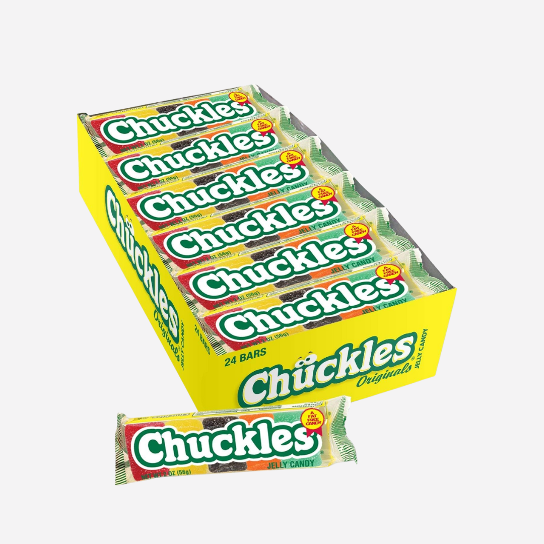 Wonka Chuckles Original, Jelly Sugar-Coated Candies, Fruit Flavored Candy, 2 Ounce Bars (Pack of 24)