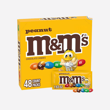 M&M'S Peanut Chocolate Candy, Full Size 1.74 oz Bag, Pack of 48 Bulk Candy Chocolate