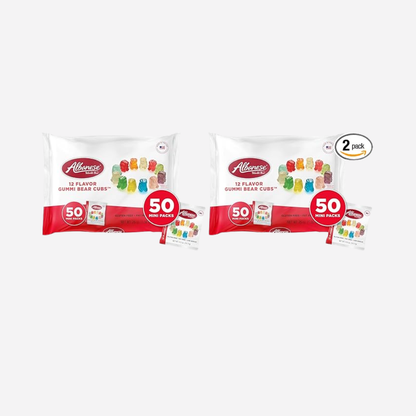 Albanese World's Best Gummi Snack Packs, 12 Flavor Gummi Bear Cubs, 50-0.5oz Mini Packs (Pack of 2)
