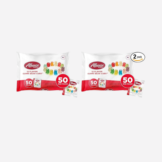 Albanese World's Best Gummi Snack Packs, 12 Flavor Gummi Bear Cubs, 50-0.5oz Mini Packs (Pack of 2)