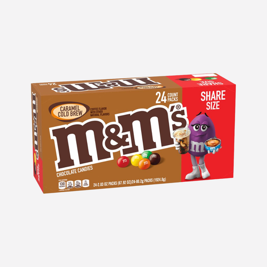 M&M'S Caramel Chocolate Candy, Full Size 2.83 oz Bag, Pack of 24 Bulk Candy Chocolate