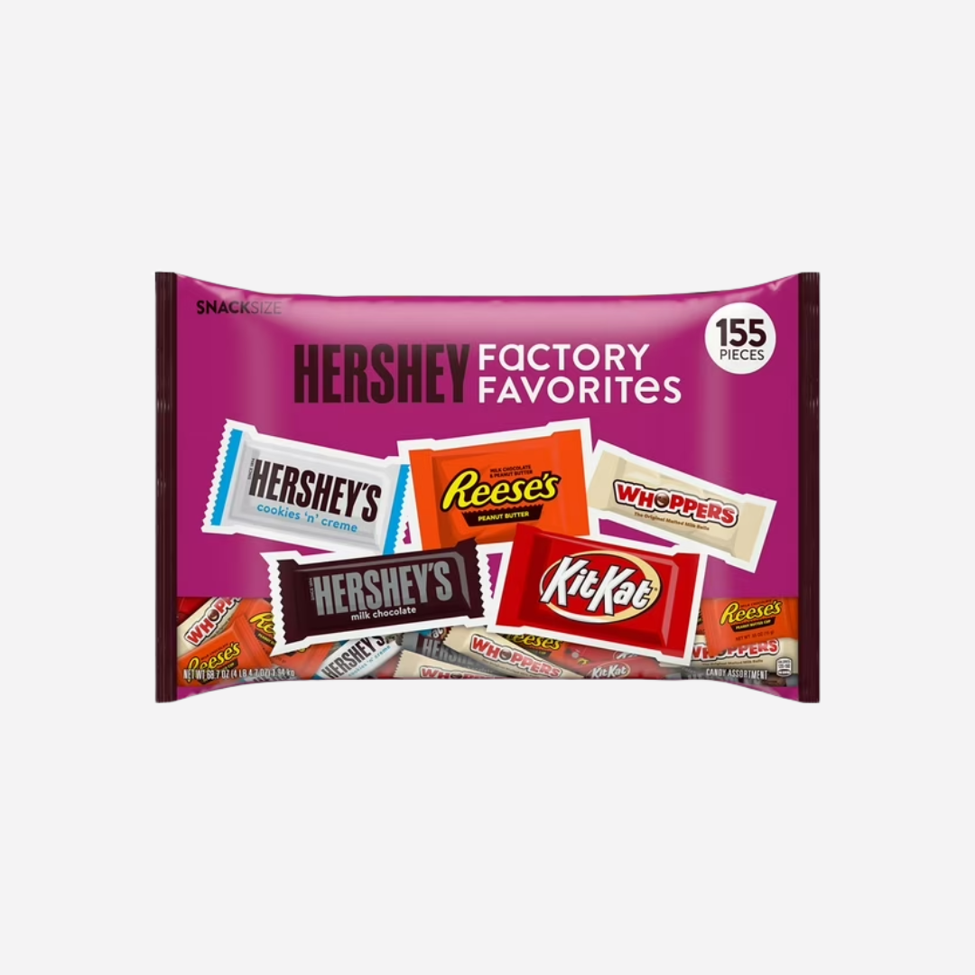 HERSHEY'S Assorted Chocolate Factory Favorites Snack Size Candy, 155 pcs
