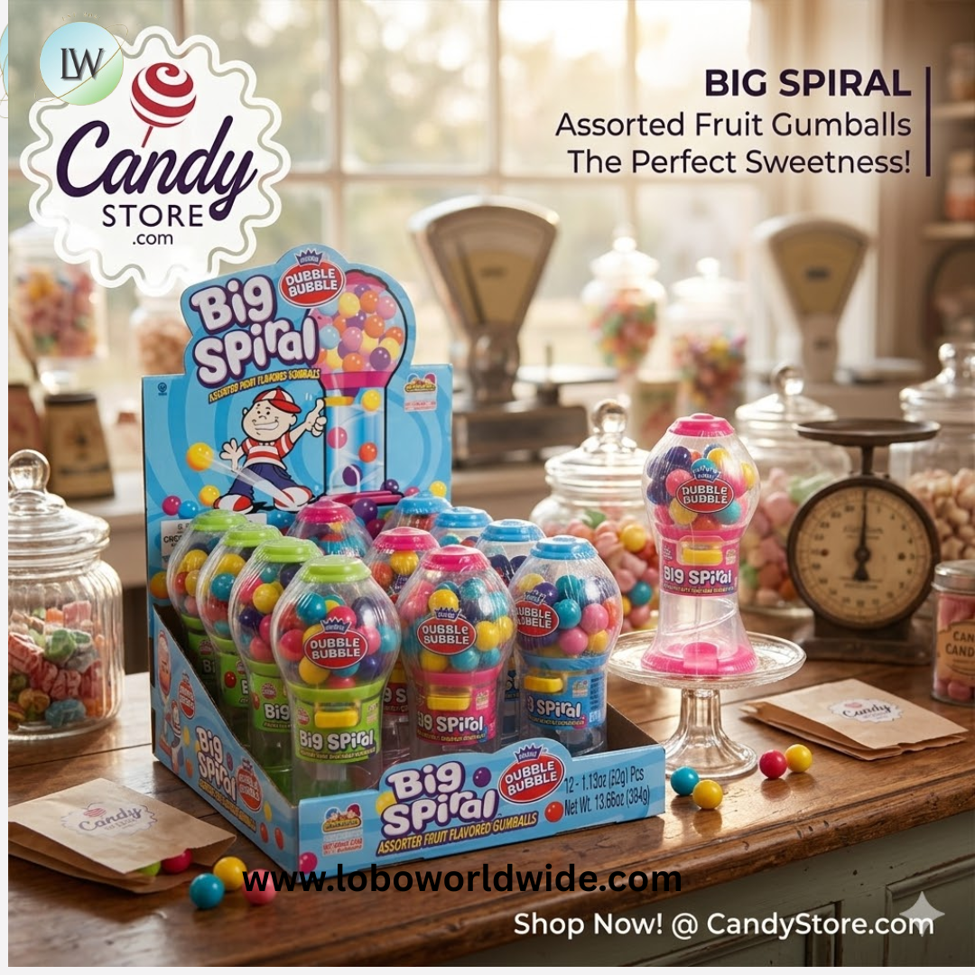 Dubble Bubble Gumball Machines Big Spiral Assorted Fruit Gumballs - 12ct