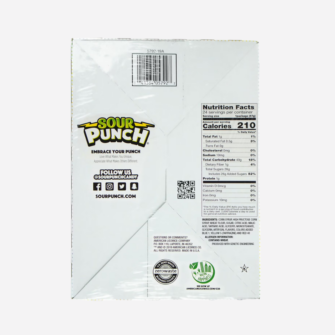 Sour Punch Rainbow Straws, 2oz Tray