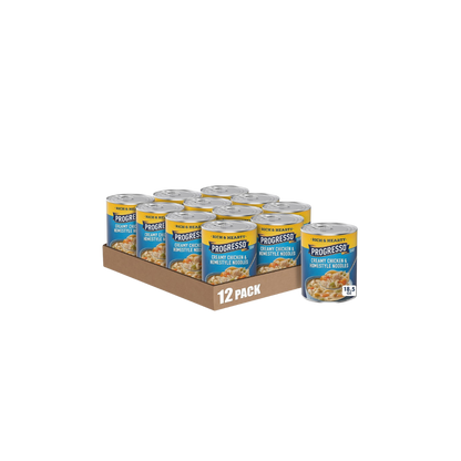 Progresso Rich and Hearty Chicken and Homestyle Noodles Canned Soup, 19 oz (12 Pack)