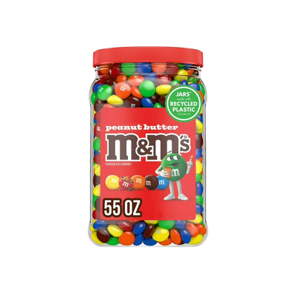 M&M's Bulk Chocolate Candy, Peanut Butter, Jar, 55 oz.
