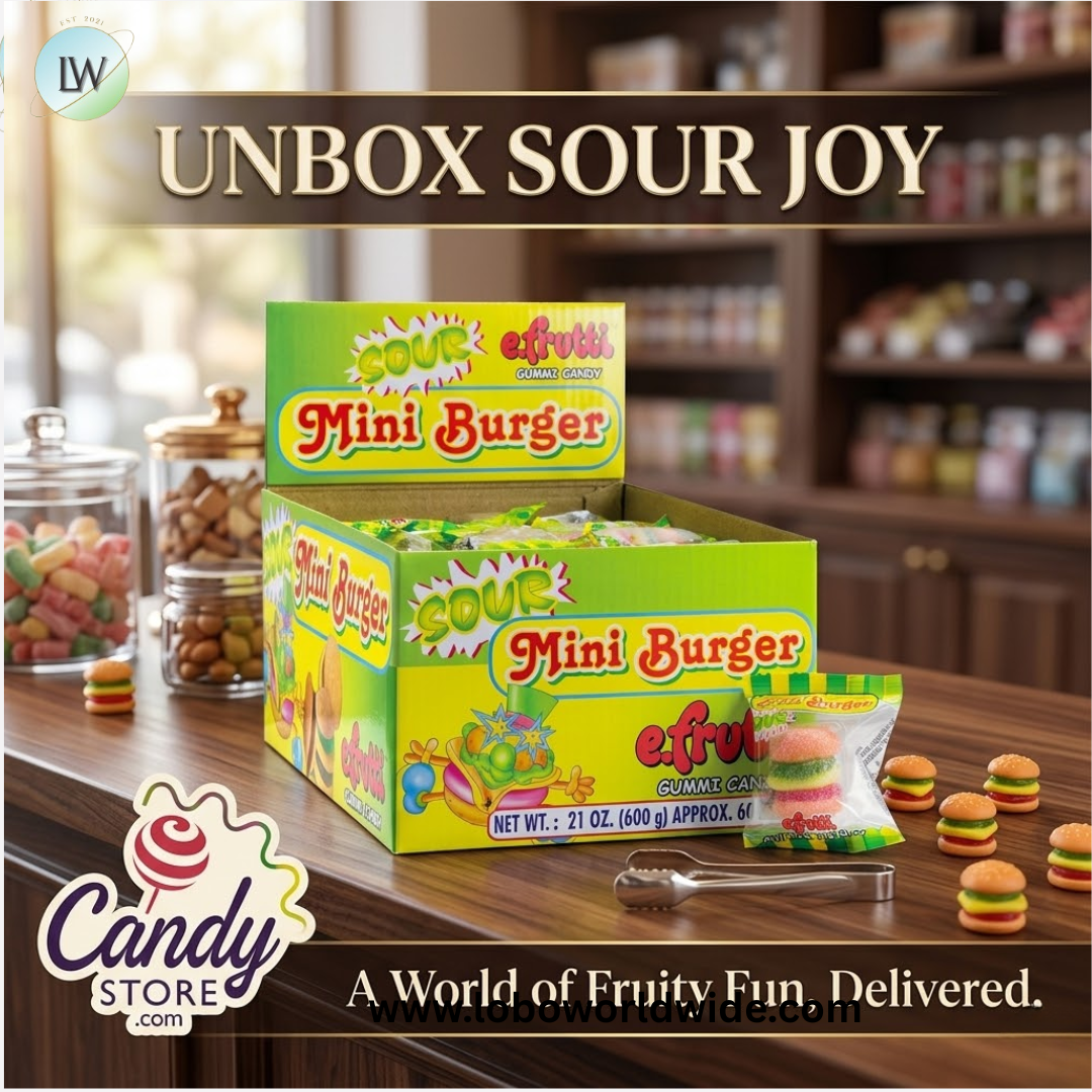 Sour Mini Gummy Burgers Candy - 60ct