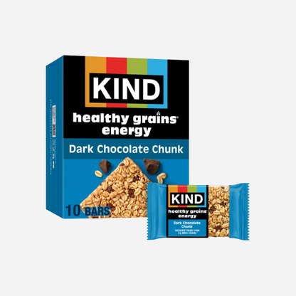 KIND Healthy Grains Energy Bars, Dark Chocolate Chunk, 21g Whole Grains, Made with Super Grains, Gluten Free Snacks, 10 Ct Value Pack, 14.1oz