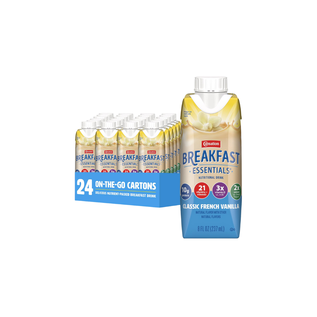 Carnation Breakfast Essentials Ready-to-Drink, Classic French Vanilla, 8 FL OZ Carton (Pack of 24)