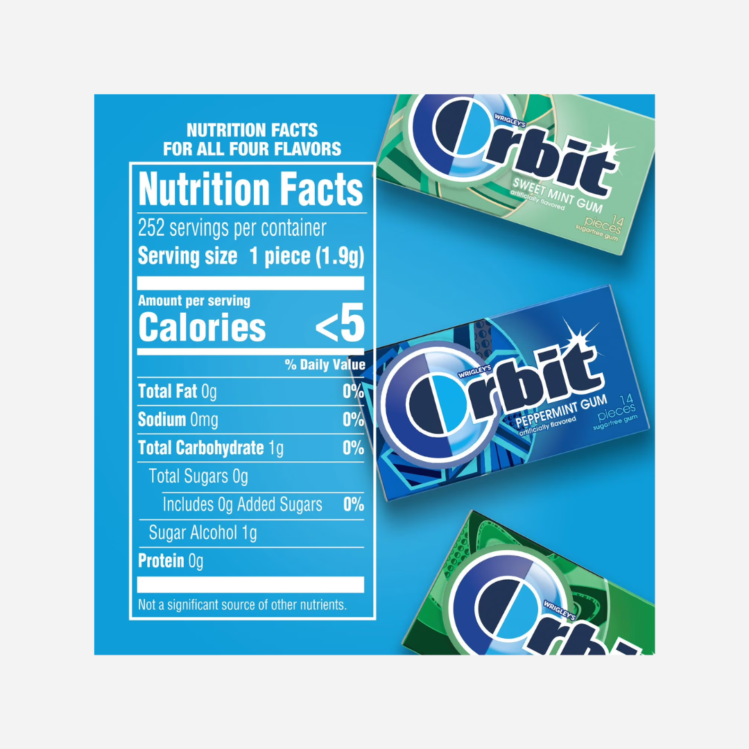 Orbit Mint Sugar Free Chewing Gum, Variety Pack, 14 pcs., 18 pk
