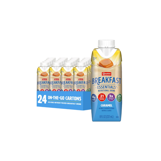 Carnation Breakfast Essentials Original Nutritional Drink Caramel Flavor 8 oz Bottle 24 Ct
