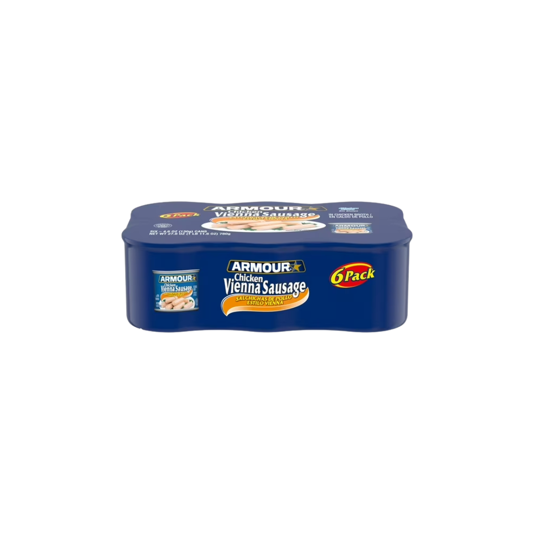Armour Chicken Vienna Sausage, 7g Protein Per Serving, 4.6 oz Can (Pack of 6)