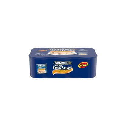 Armour Chicken Vienna Sausage, 7g Protein Per Serving, 4.6 oz Can (Pack of 6)