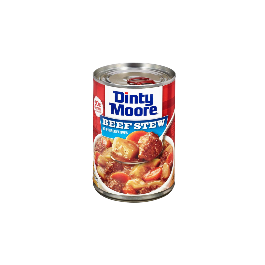 DINTY MOORE Beef Stew, 15 oz (12 Pack), Fully Cooked & Ready-To-Eat with Fresh Potatoes & Carrots, Gluten-Free, 10g Protein, No Preservatives, Perfect for Noodles, Biscuits & Hot Pies