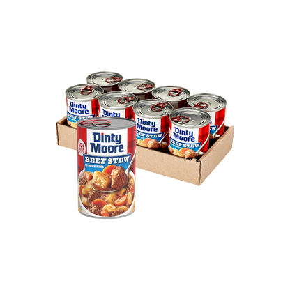 DINTY MOORE Beef Stew, 15 oz (8 Pack), Fully Cooked & Ready-To-Eat with Fresh Potatoes & Carrots, Gluten-Free, 10g Protein, No Preservatives, Perfect for Noodles, Biscuits & Hot Pies