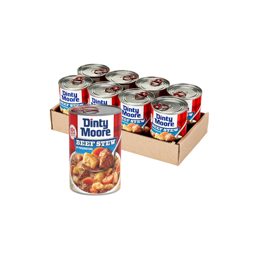 DINTY MOORE Beef Stew, 15 oz (8 Pack), Fully Cooked & Ready-To-Eat with Fresh Potatoes & Carrots, Gluten-Free, 10g Protein, No Preservatives, Perfect for Noodles, Biscuits & Hot Pies
