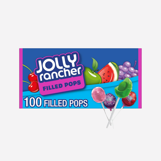 JOLLY RANCHER Filled Pops Assorted Fruit Flavored Candy Box, Halloween Candy, 56 oz (100 Pieces)