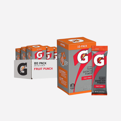 Gatorade Thirst Quencher Powder, Fruit Punch, 1.23 oz Packets, Makes 20 oz, 80 Count (Pack of 1)