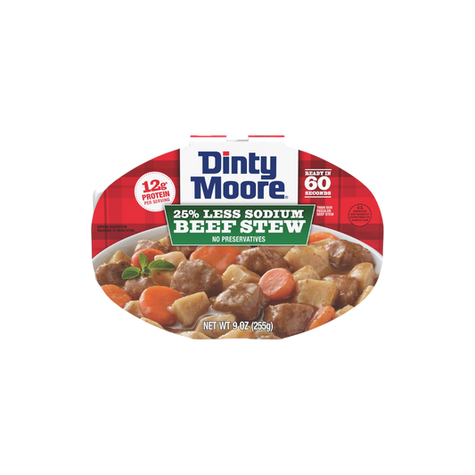 Dinty Moore Beef Stew Less Sodium Microwave Tray 9oz, 6 Pack