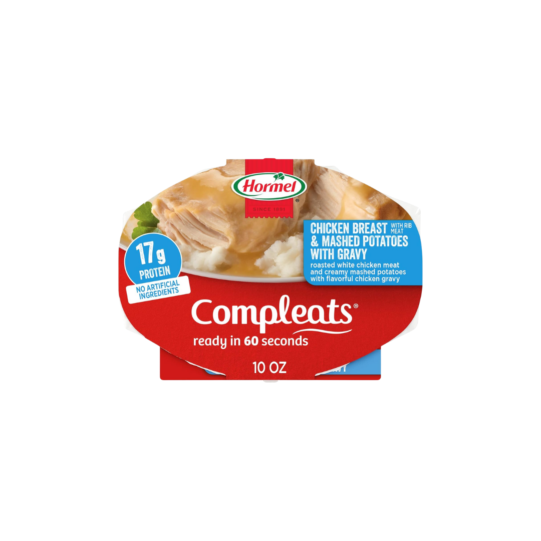 HORMEL COMPLEATS Chicken Breast & Mashed Potatoes With Gravy Microwave Tray, 10 oz (Pack of 6)