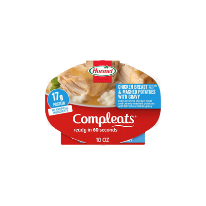 HORMEL COMPLEATS Chicken Breast & Mashed Potatoes With Gravy Microwave Tray, 10 oz (Pack of 6)