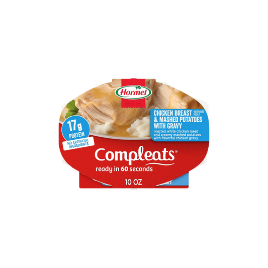 HORMEL COMPLEATS Chicken Breast & Mashed Potatoes With Gravy Microwave Tray, 10 oz (Pack of 6)