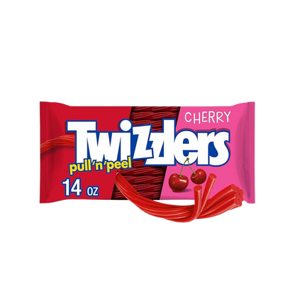 TWIZZLERS PULL 'N' PEEL Cherry Flavored Licorice Style, Chewy Candy Bag, 14 oz