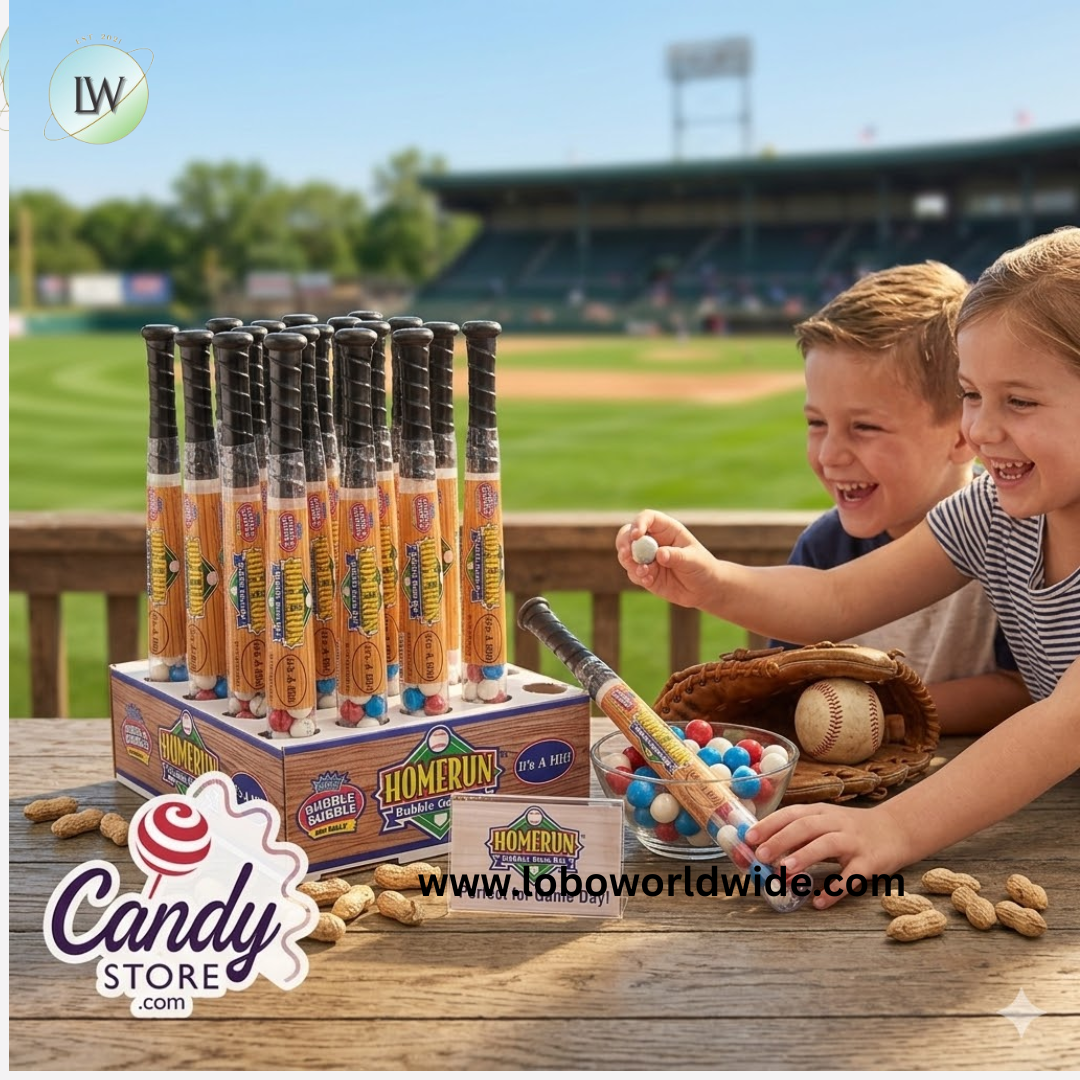 Dubble Bubble Homerun Baseball Bat With Gumballs 6.6oz - 24ct