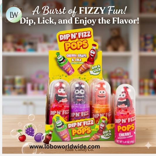Dip n’ Fizz Pops Lollipops Tubes - 12ct