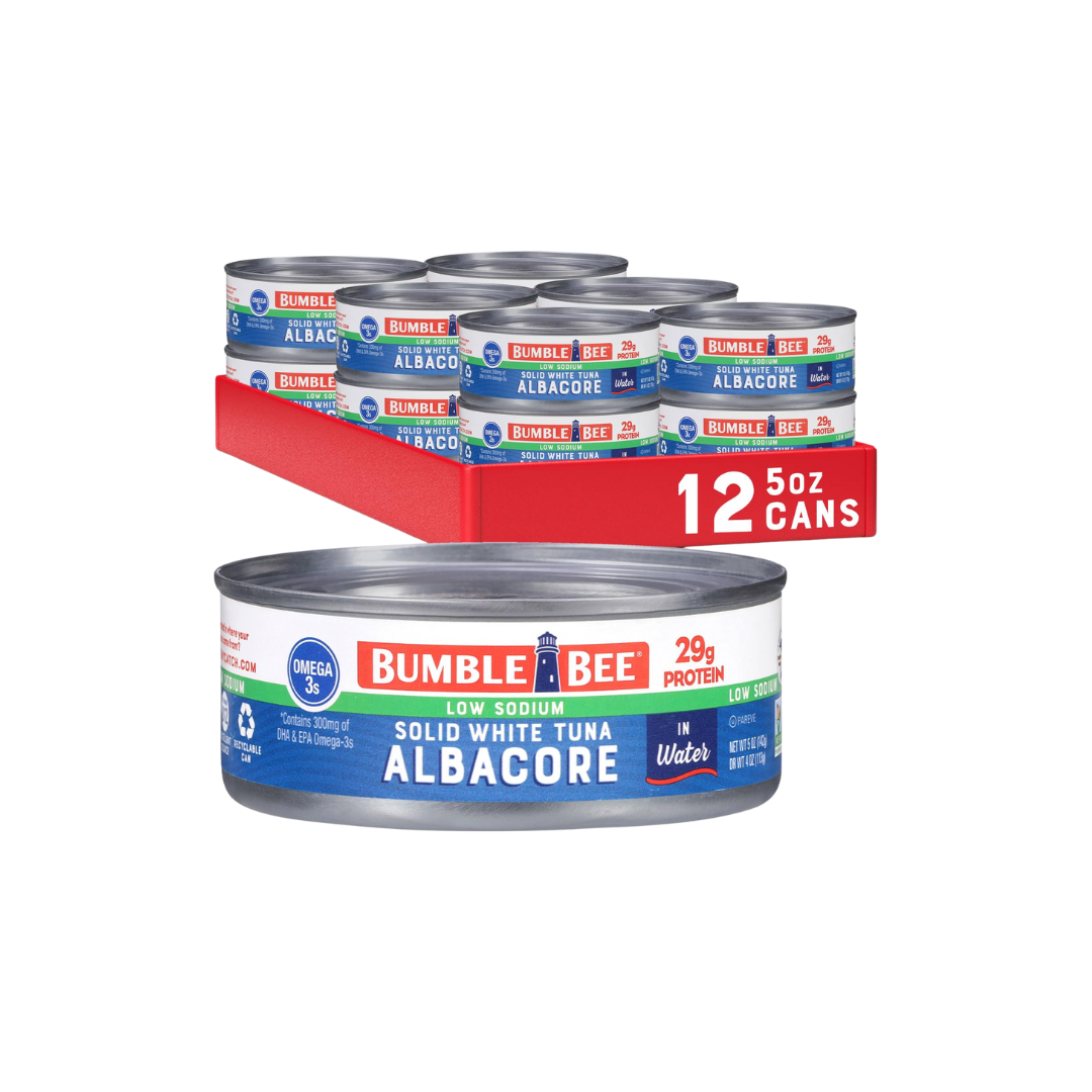 Bumble Bee Low Sodium Solid White Albacore Tuna in Water, 5 oz Can (Pack of 12)