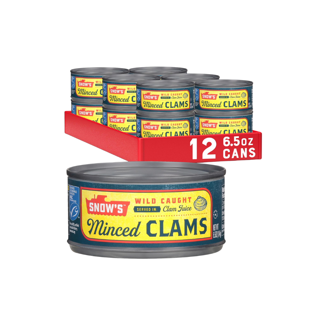 Snow's Wild Caught Minced Clams Canned, 6.5 oz Can (Pack of 12)
